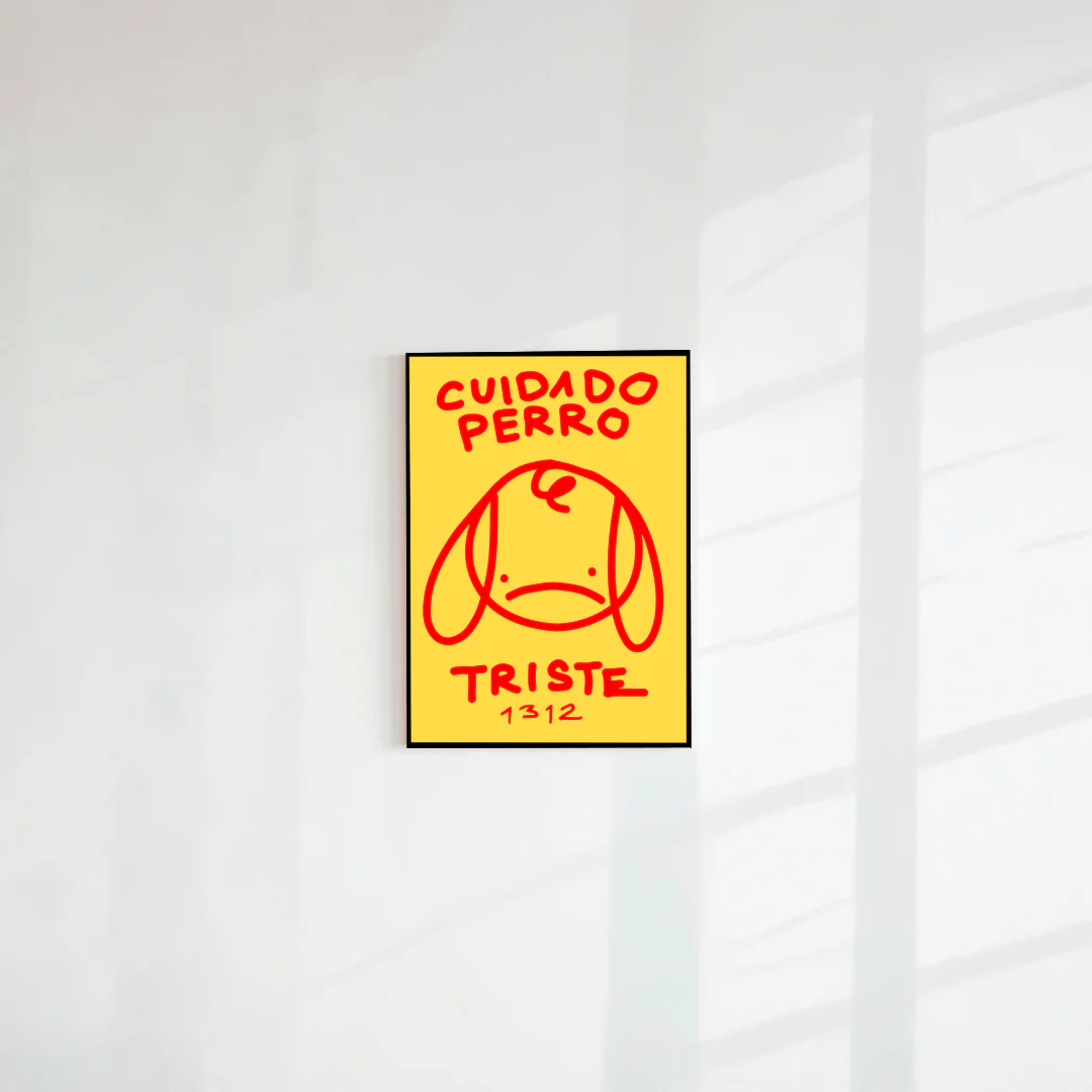 Cuidado perro triste